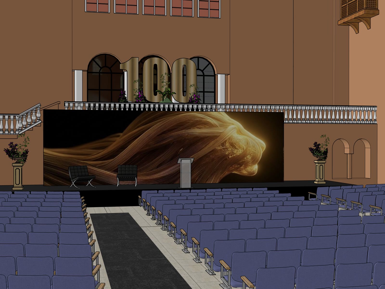 3D-skiss av scenen under seminariet